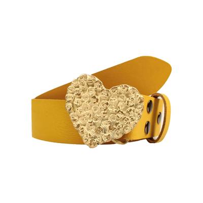 Ledergürtel RETTUNGSRING GÜRTEL, Damen, Gr. 85, gelb, Leder, unifarben, Gürtel Ledergürtel, mit austauschbarer Schließe »Rosenherz Antik Gold«