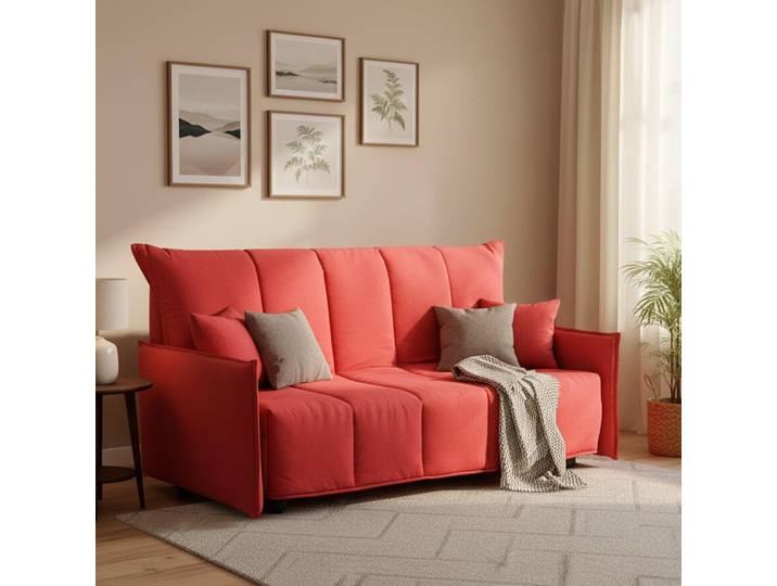 Alaric - Canapé-lit 2 places\, 150x90 cm Rouge\, Déhoussable Fabriqué en Italie