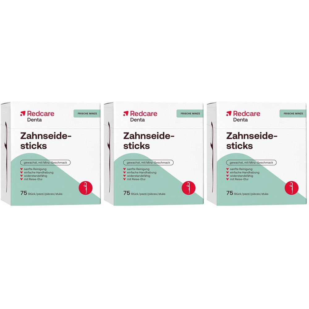 Redcare Zahnseidesticks Dreierpack 3x75 St Zahnseide