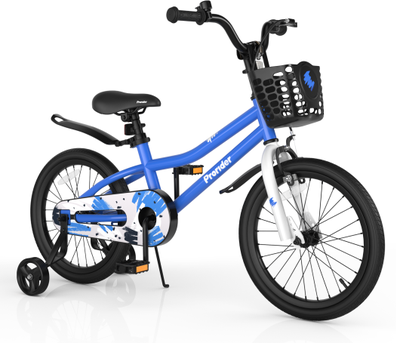 Costway 18 Feet Kids Bike with Removable Training Wheels-Blue