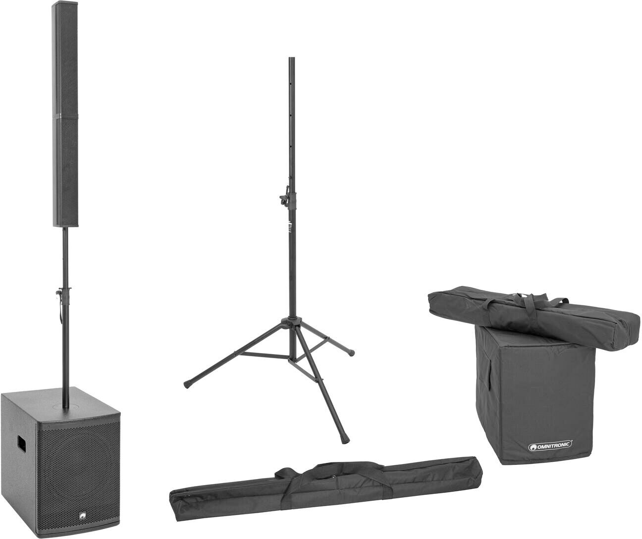 Omnitronic Set Rod-1283 Aktives Säulensystem + Boxenhochständer + Cover Set