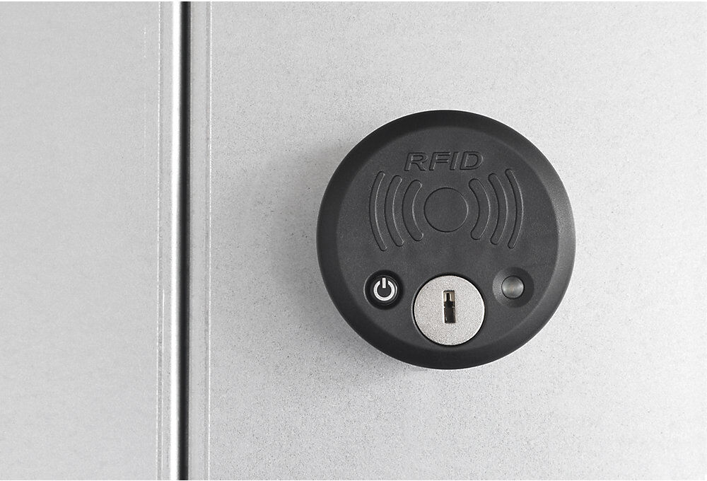 Flügeltür, RFID-Schloss, HxB 1000 x 1000 mm, lichtgrau eurokraft pro