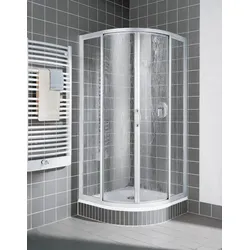Kermi Viertelkreis Nova 2000 R48 1000x1850, silber mattglanz, Kunstglas Kerolan Fontana N2R481001811K
