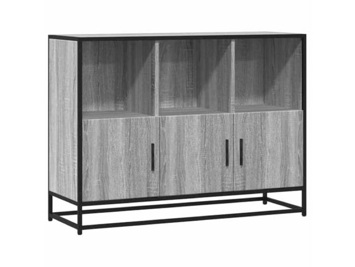 GFMGUEMV Sideboard Grau Sonoma 100x35x76 cm Holzwerkstoff Stabil, Metallgestell, ergonomische Griffe, viel Stauraum, Schrank, Beistellschrank, Küchenschrank, Badschrank
