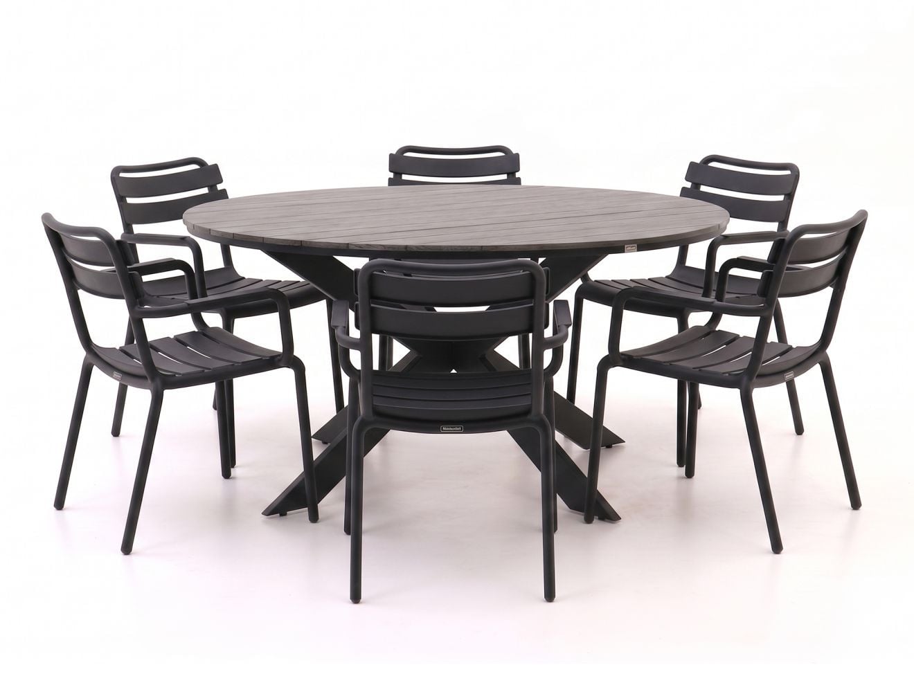 Forza Furniture Diningset Forza voor 6 personen, Grijs, Modern en Stapelbaar
