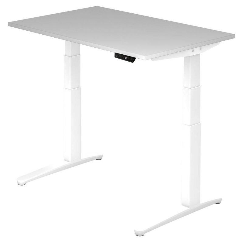 HAMMERBACHER VXBHM12/5/WW elektrisch höhenverstellbarer Schreibtisch 65,0 - 130,0 cm - elektrisch Lichtgrau / weiß