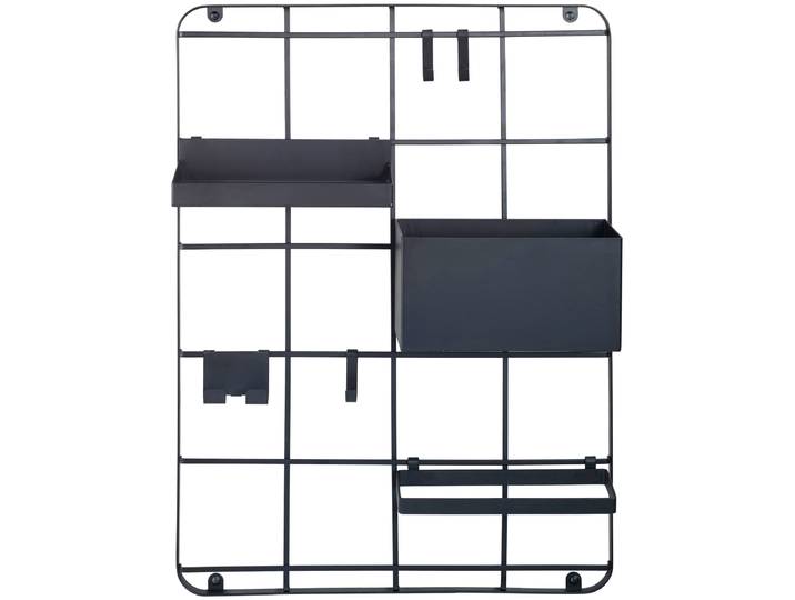 Wandregal KLEINE WOLKE Framework Grid , schwarz, B:40cm H:54cm T:2cm, Metall, Regale, Wandregal, mit vielen Extras
