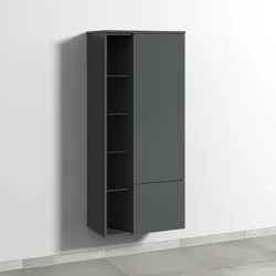 Sanipa 3way Stauraumschrank mit 1 Tür, 1 Auszug und offenen Fächern, Anthrazit-Matt SM18322