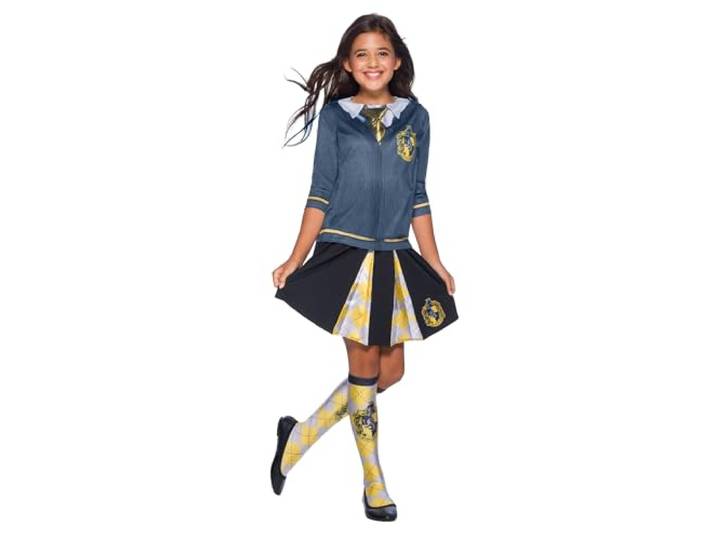 Rubie's Officieel Huffelpuff-kostuum, bovenstuk, meisjes, meerkleurig, maat 8-10, werelddag van het boek