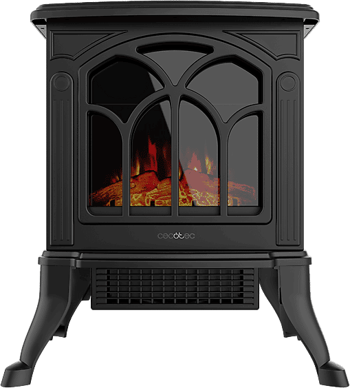 Chimenea eléctrica - Cecotec ReadyWarm 1500 Flames, 1500W, 2 niveles de potencia, Efecto fuego, Termostato regulable, Negro