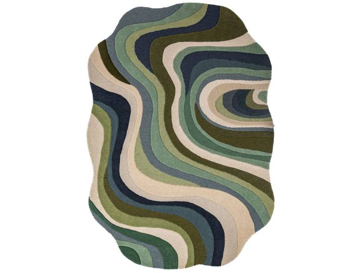 Tapis en laine multicolore tons verts 140x200cm