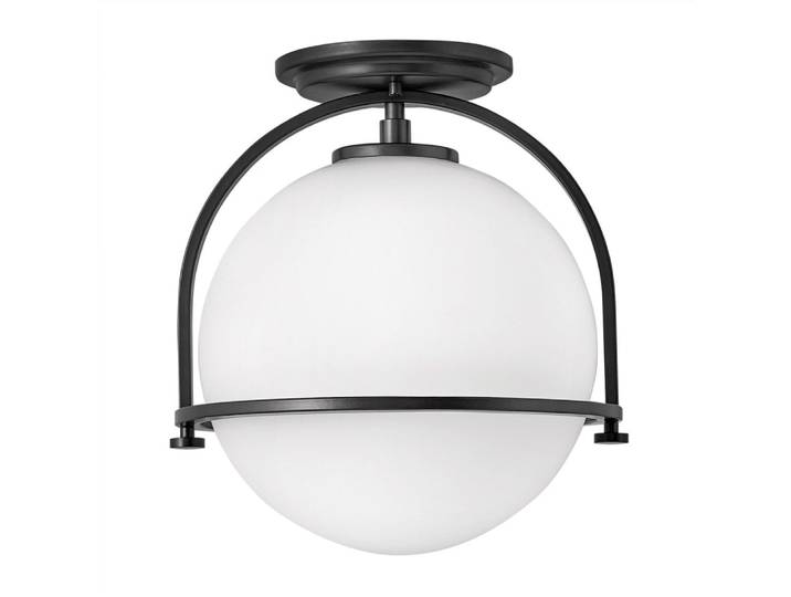 Plafonnier en acier et verre finition noir