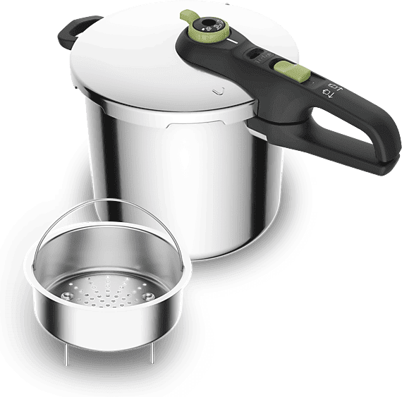 Olla express - Tefal Secure Trendy P2584402, 8 L, 2 programas de cocción, Acero Inoxidable, Verde