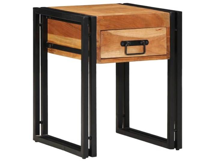 KGHFDVB Beistelltisch 40 x 40 x 50 cm mit Schublade Massivholz Akazie Braun Massivholz Akazie, Metallgestell, mit Schublade, fürs Wohnzimmer, 40 x 40 x 50 cm