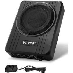 VEVOR Untersitz Auto Subwoofer 400 W 203 mm schlanker Auto Subwoofer mit Stromversorgung, Subsystem mit eingebautem Verstärker, Hoch-/Niedrigpegel-Eingang und Lautstärkeregler für SUVs Lkws