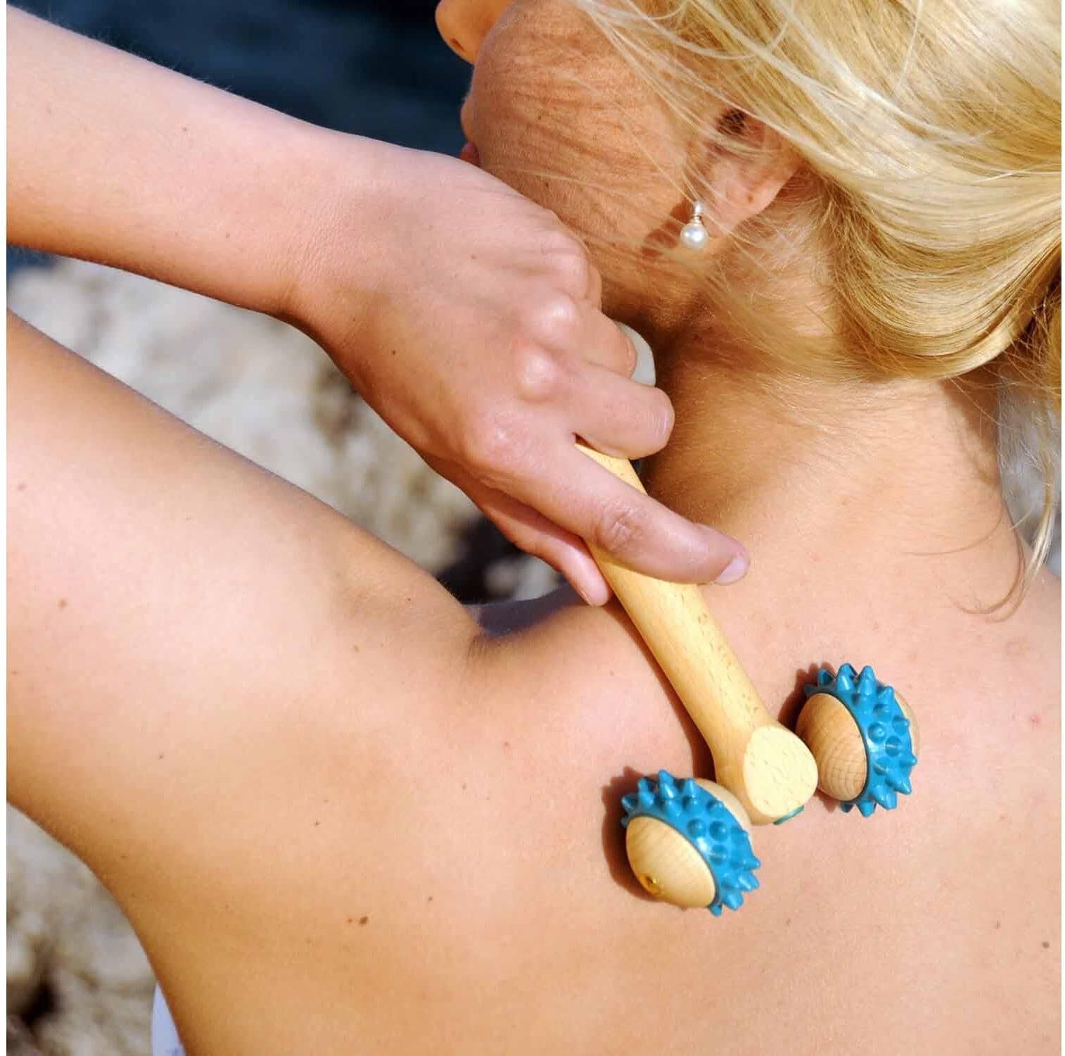 Massageroller SISSEL "Fit-Roller T-Roller 1 Stück", braun (blau), Massagegeräte, Massageroller blau Einheitsgröße