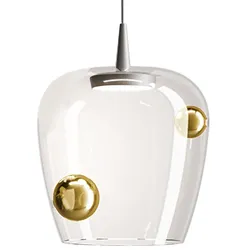 Zafferano Bilia LED-Pendelleuchte 27 cm aus Aluminium und Antikgold, mundgeblasenes Borosilikatglas, dimmbar mit Phasenanschnitt