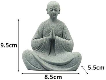 Inspired Finds Wishing Monk Zen Garden Decor Set For Aquarium And Miniature Landscape Styling sitting Monk 3.74x3.35x2.17in