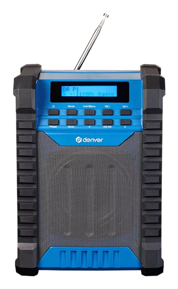 Denver WRD-60 Bluetooth DAB, DAB+, FM Radio Tragbar Spritzwassergeschützt IP54 (Schwarz, Blau)