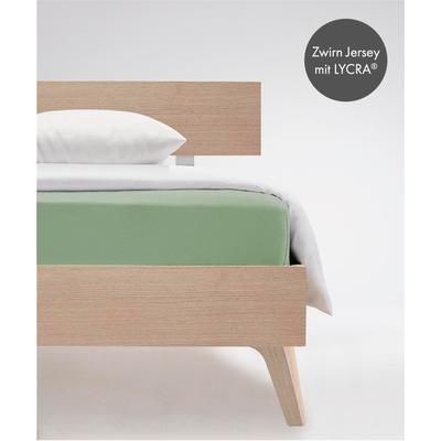 Spannbettlaken FLEURESSE "Comfort", grün (mint), B:180cm, Jersey-Elasthan, Obermaterial: 96% Baumwolle, 4% Elasthan (LYCRA), Bettlaken, Spannbettlaken, langlebig & bügelfrei,Perfekte Passform durch POWER-STRETCH