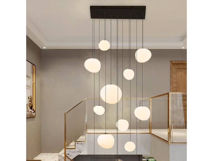 Lampe suspendue moderne pour escalier, lampe suspendue à LED, éclairage décoratif intérieur, éclairage intelligent moderne.
