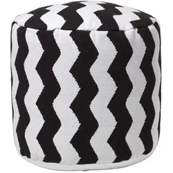 HOCKER schwarz-weiß, Zickzack-Hocker rund 40/40/45 cm