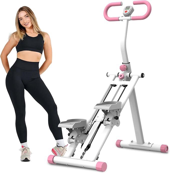 Stair Stepper, trainingsgerät mit einstellbarem Widerstand 3 Stufen, Robustes stahlgestell, Flacher Heimtrainer für gelenkschonendes ganzkörpertraining for zuhause, büro und kleine räume