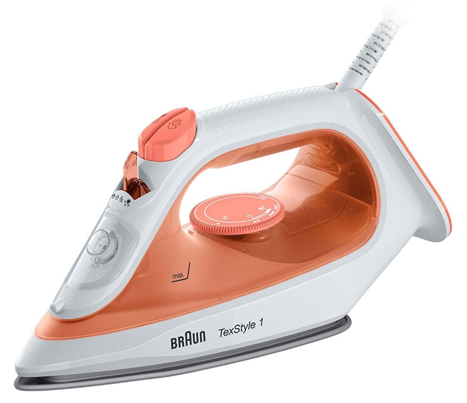 Braun TexStyle 1 SI1009OR stoomstrijkijzer met antiaanbaklaag, oranje/wit