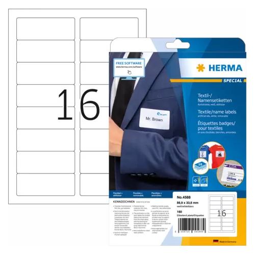 HERMA Namens-Etiketten SPECIAL, 88,9 x 33,8 mm, 160 Stück, weiß