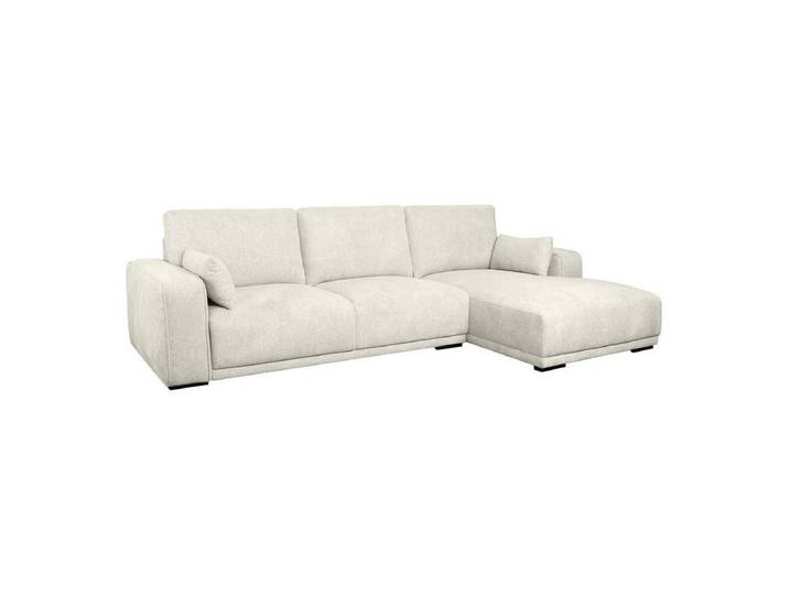 Feeling4Home Ecksofa Fonora Cremeweiß - Rechts Recamiere, Federkern & Stoff-Bezug, Elegante Metallbeine, weiche Haptik