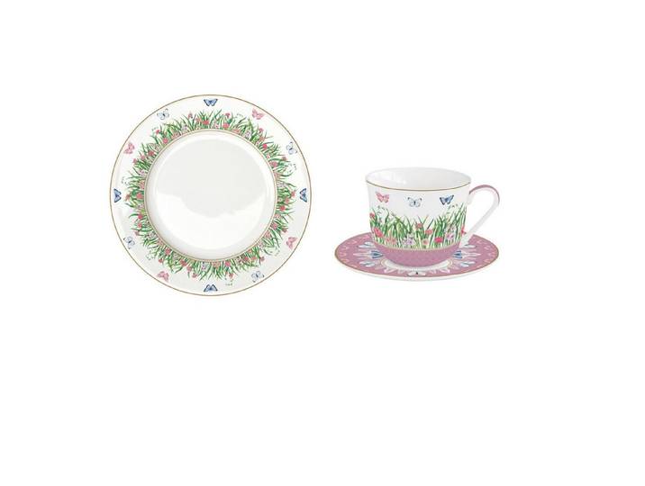 EasyLife Kaffeeservice Spring Parade, Porzellan, Spülmaschinengeeignet, Mehrfarbig, Schmetterlinge & Blumenwiese, H: cm