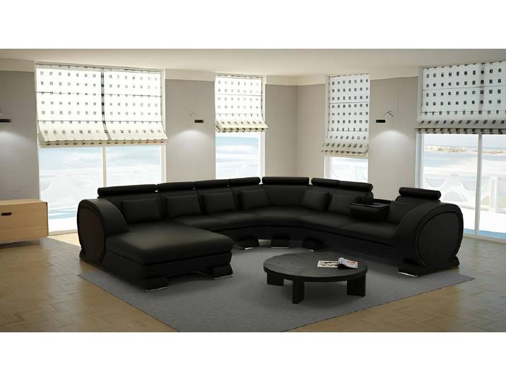 Xlmoebel Polstergarnitur Designer Ledersofa in elegantem Design mit hohem Sitzkomfort, (3-Sitzer, Designer Sofa Vigo U-Form), Hergestellt in Europa