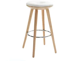Barhocker skandinavisch 66 cm PU Weiß Beine helles Holz NORDECO