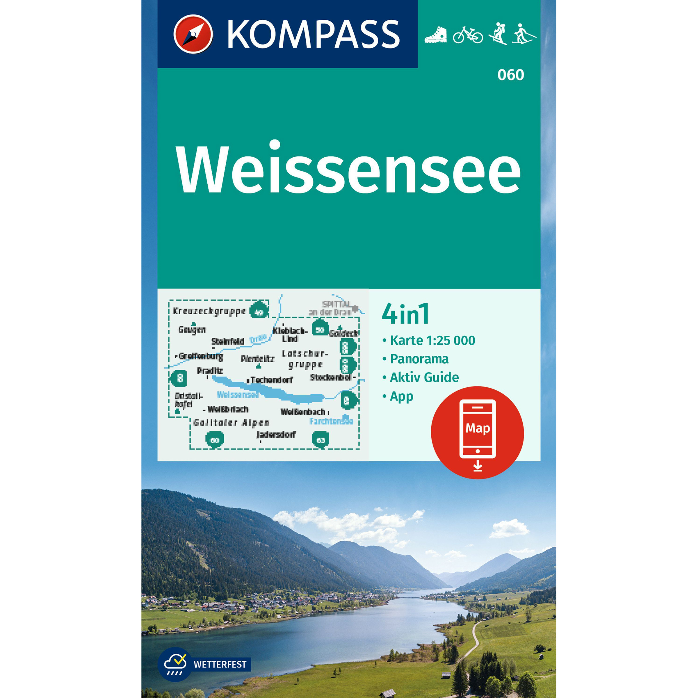 Kompass Verlag WK 60 Weissensee Topografische Karten akt. Nachaufl. 2023