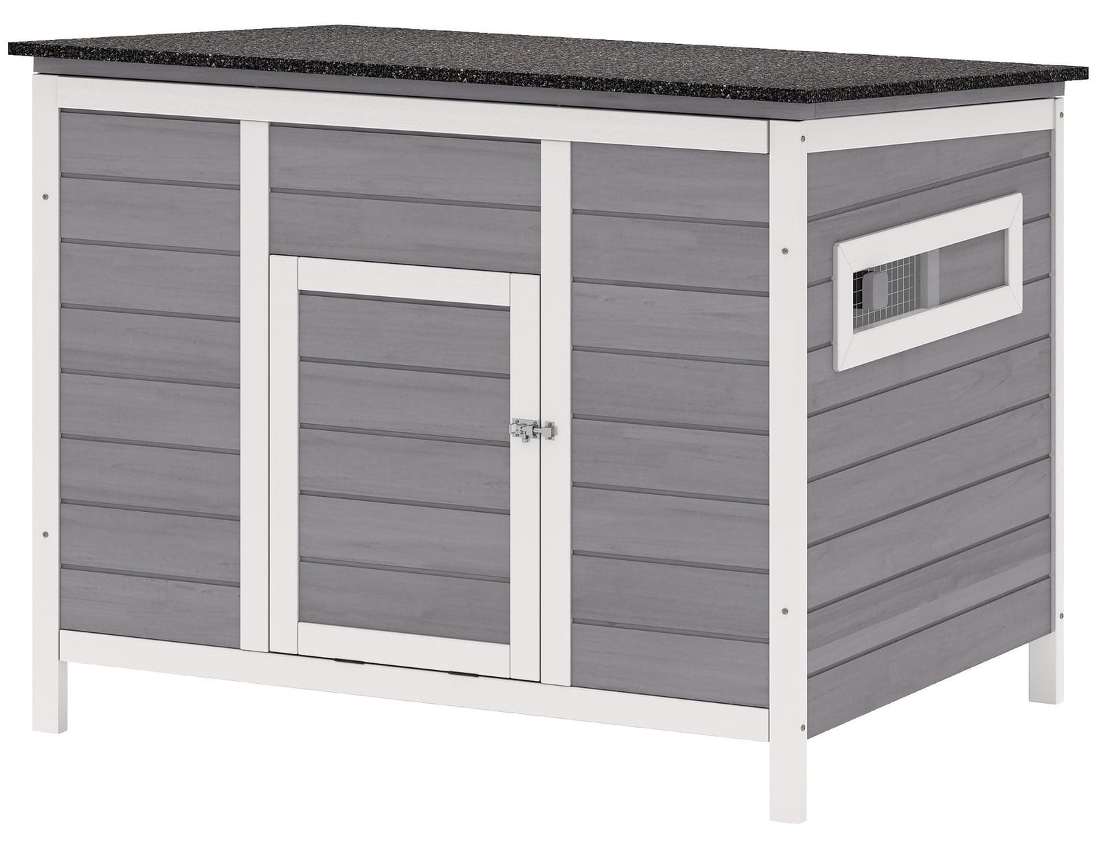 PawHut Entenstal weerbestendig houten eendenhuis met afneembare bodem grijs
