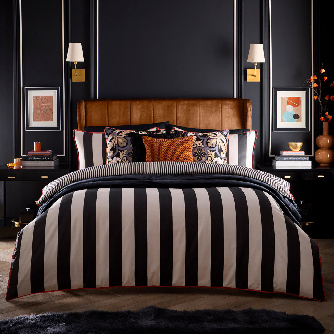 Laurence Llewelyn-Bowen Festivo Circus Stripe Duvet Cover Set Black Double Duvet Cover Set + 2 Pillowcases