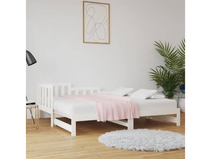 Lit coulissant sans matelas blanc 2x(90x190) cm 820747
