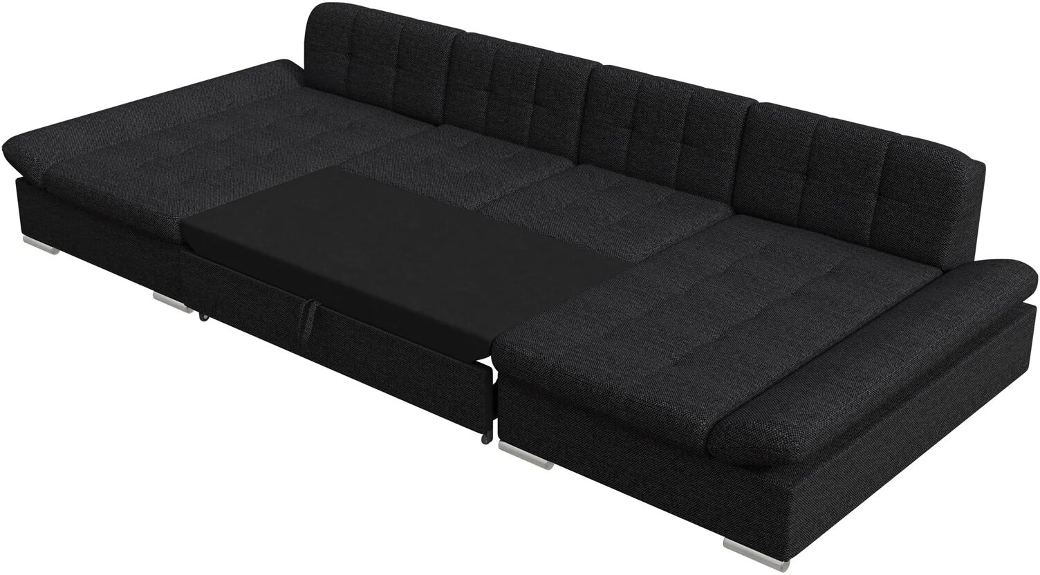 garneroarredamenti Divano letto angolare reversibile moderno design 360x160cm nero Carpiano