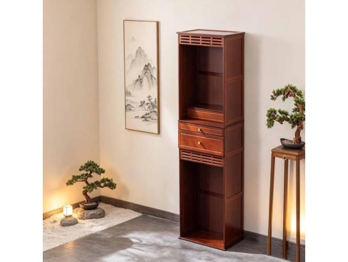 Buddhistischer Altarschrank, Bambus-Altartisch, Persönlicher Schrein Meditationstisch Altar, Pooja-Schrank，Chinesischer Buddhistische Nische Puja-Tisch,mit Schublade,Heim-Opferschrank