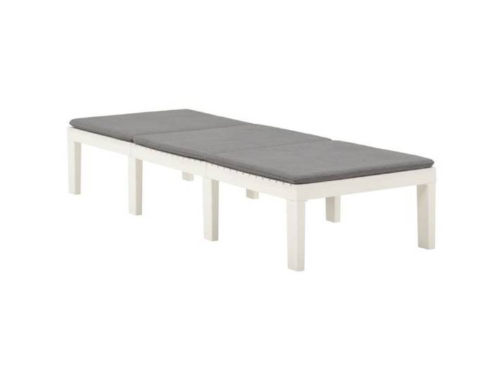 SALE 2026 Transat de soleil/plage Blanc - Chaise longue avec coussin Plastique Blanc 195x65x32cm 17.93 Kg 245666