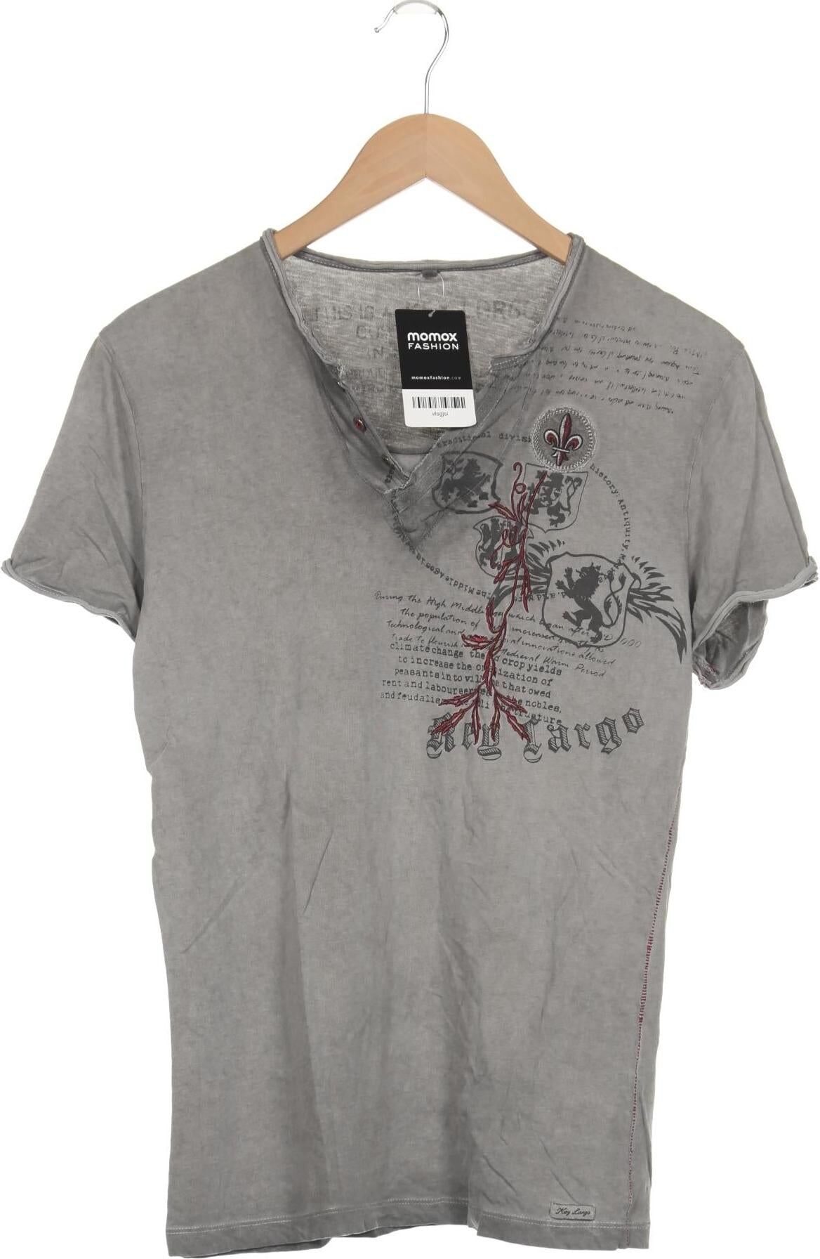 Key Largo Herren T-Shirt, Grau, Gr. M, Baumwolle - Second Hand