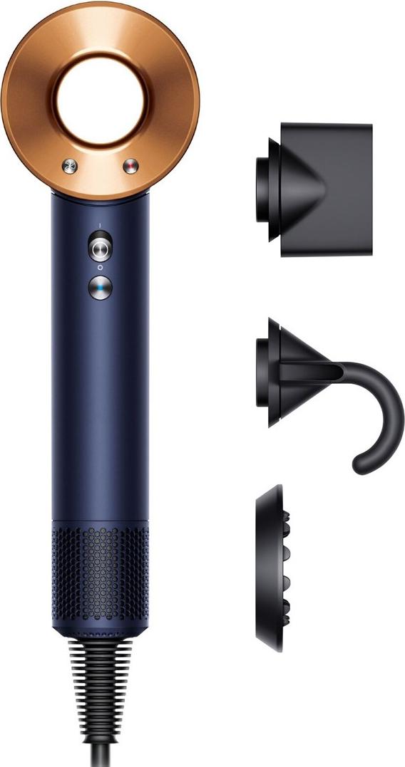 Dyson Supersonic, 13,3 l/s, 100 °C, Blau, Kupfer, 2,62 m, Tasten, Schieber, Malaysia