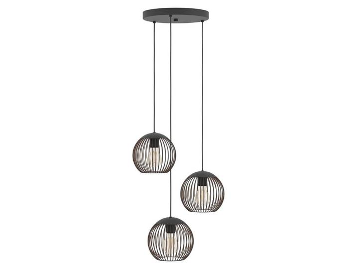 Pendelleuchte Stahl 3-flammig Rondell geeignet für E27/60W Ø 46,5 cm Almazora schwarz/kupfer
