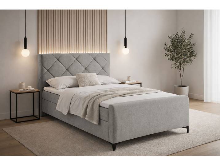 Boxspringbett mit Bettkasten 120 x 200cm Microfaser Wiam Grau