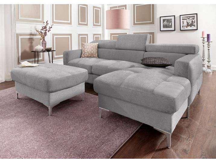 COTTA Polstergarnitur Sammy L-Form, (Set), Set bestehend aus: Ecksofa mit Kopfteilverstellung & Hocker