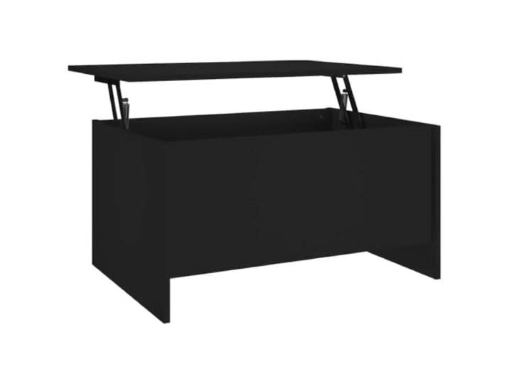 Schwarz Couchtisch 80x55,5x41,5cm aus Holzwerkstoff Rechteckige Tischplatte, schwarze Oberfläche, Holzwerkstoff, Wohnzimmertisch, Sofatisch, Niedriges Design