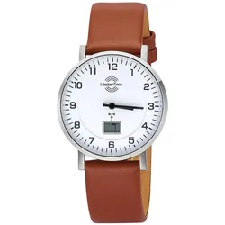 Master Time MTLS-10741-12L Damen-Funkuhr mit Lederband Braun
