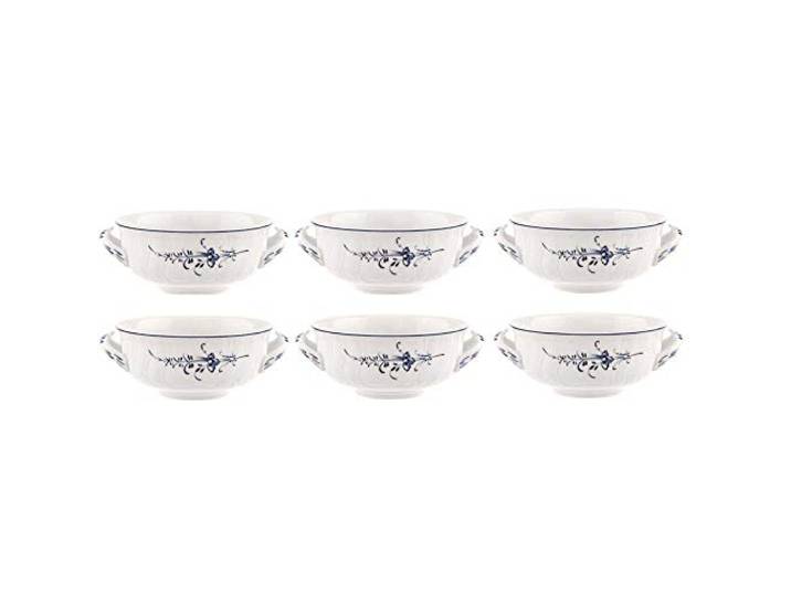 Villeroy & Boch Vieux Luxembourg Suppentasse 6er Set 400ml weiß blau Porzellan