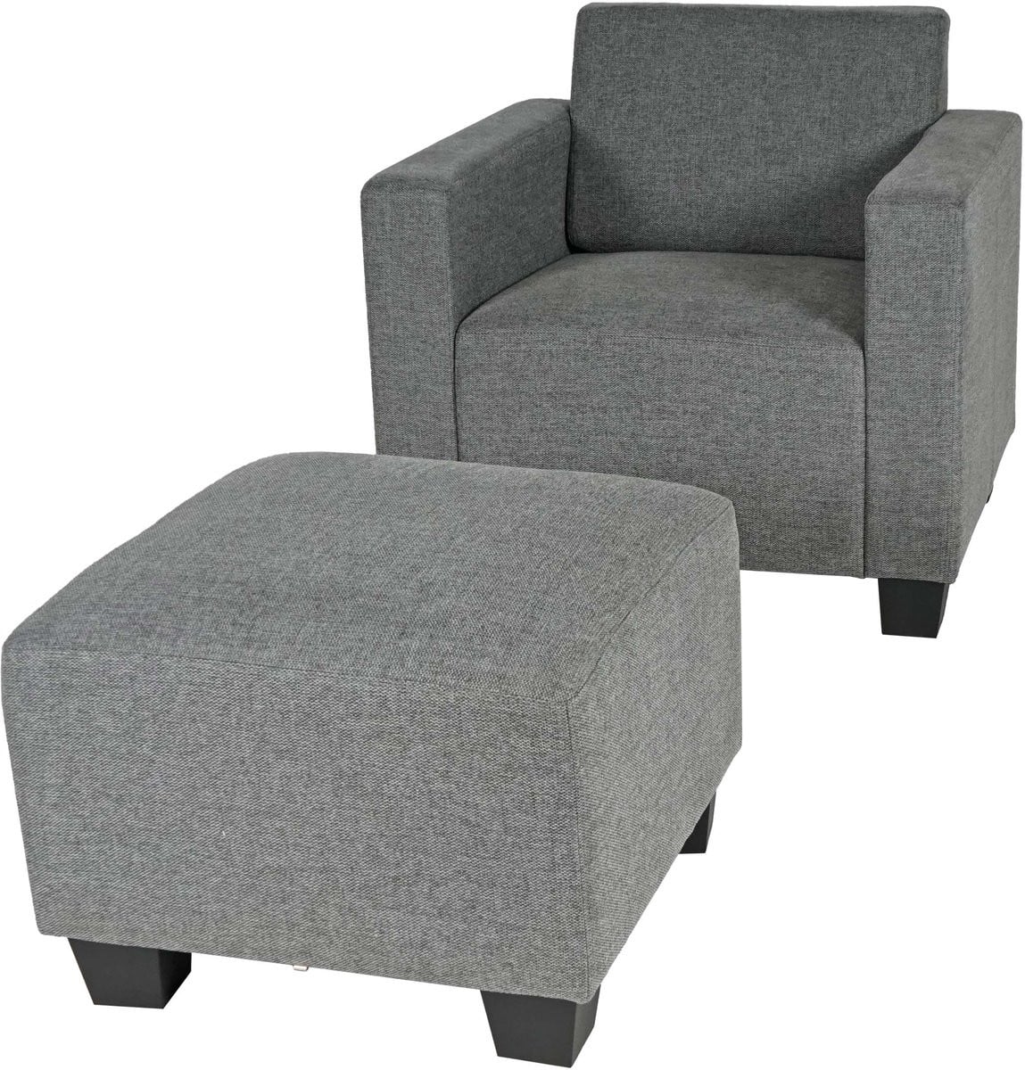 Modulaire Loungefauteuil Lyon met voetenbank, grijs textiel