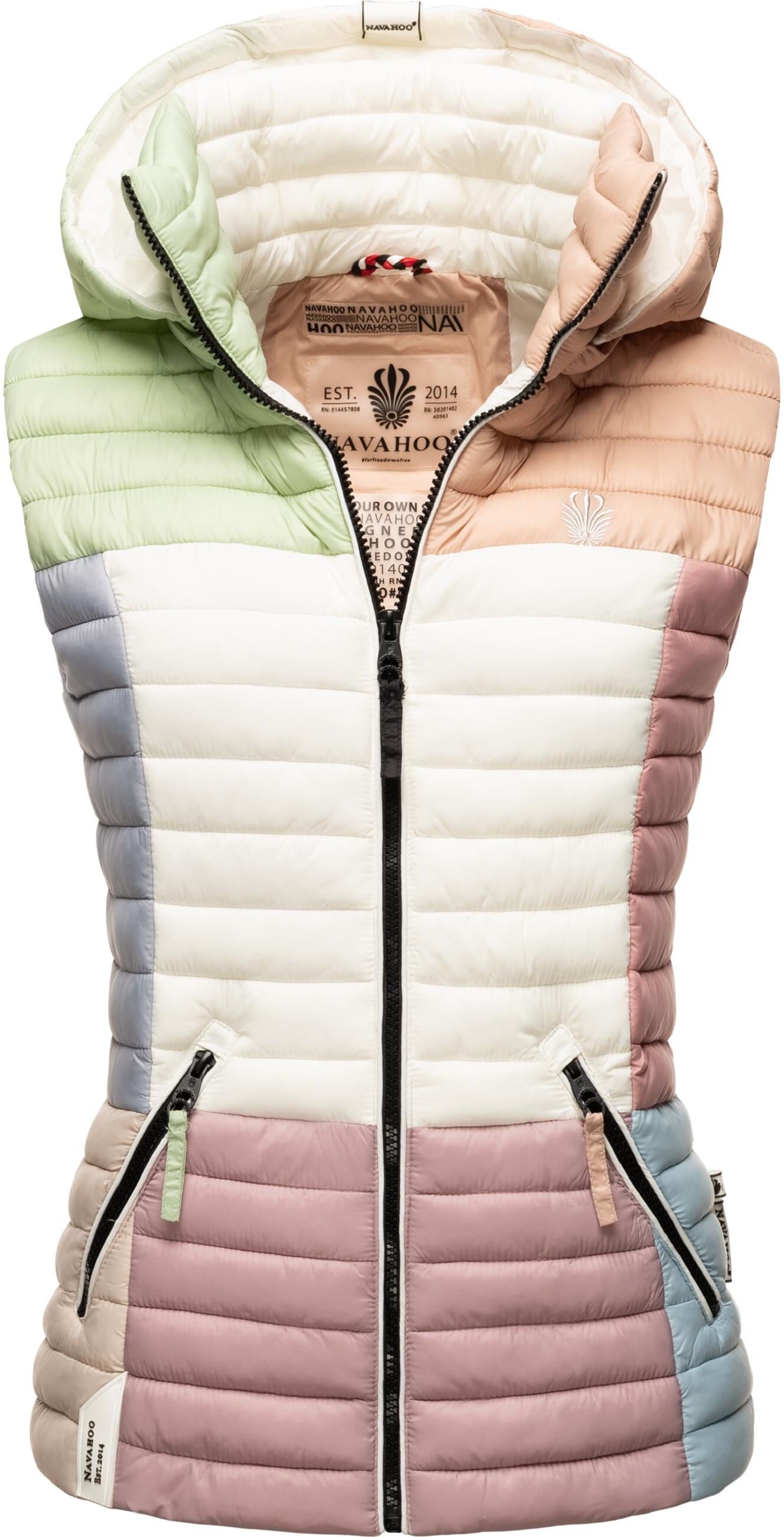 Steppweste NAVAHOO "Steppweste Shadaa Multikulti", Damen, Gr. XS, bunt (multicolour pastel), Obermaterial: 100% Nylon NY.   100% Polyester PES., Westen Steppweste